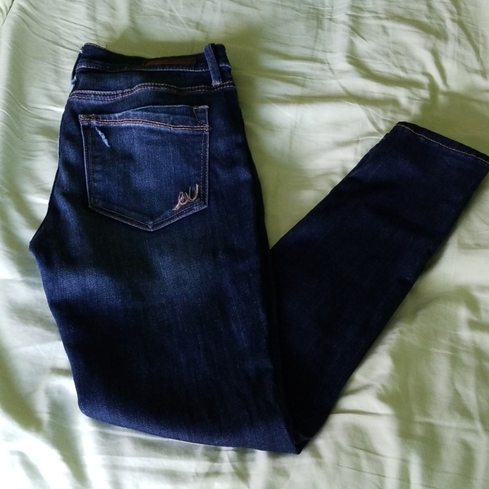 Express distressed mid rise legging jeans